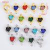 10pcs 7.5mm Stainless Steel Double Hole Heart Pendant Colorful Crystal Charms Connector for DIY Necklace Bracelet Jewelry Making