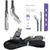 New Encore Energy 4-in-1 USB-C USB-A Lightning 3A Flat Braided Cable QC PD 60W for Charging and Data Transfer 100cm EE155