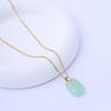 Retro Chinese Imitation Hetian Jade Copper Coin Pendant - Simple Versatile High-End Titanium Steel Necklace Jewelry Decoration F