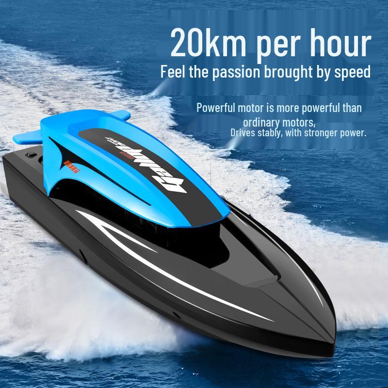 2.4G High-Speed Remote Control Waterproof Electric Speedboat with Lights for Kids