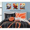 Basketball Graffiti Canvas Wall Art Prints,Graffiti Wall Art Sports Print Wall Decor Set of 3,Retro Colorful Baseball,Soccer,Basketball Print for Boy