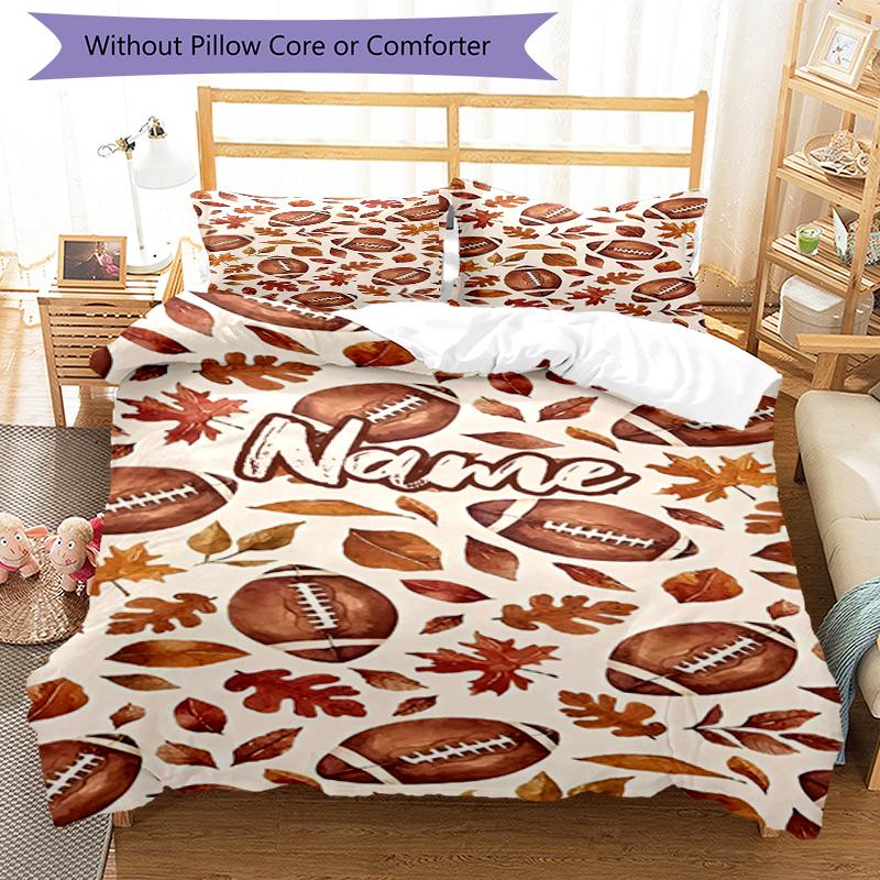 3pcs Custom Name American Football Bedding Set Duvet Cover Closure Includes 1 Duvet Cover & 2 Pillowcases, Soft and Comfortable for All Seasons.
