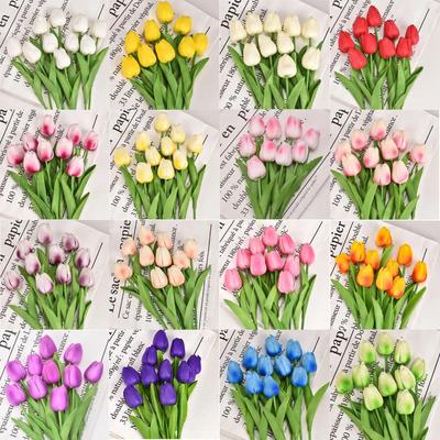 3/5/10/15/20 Pezzi Tulipani Fiori Artificiali Fiore Real Touch Mazzo di Fiori Tulipani Fiore Finto per Matrimonio Decorazione Casa