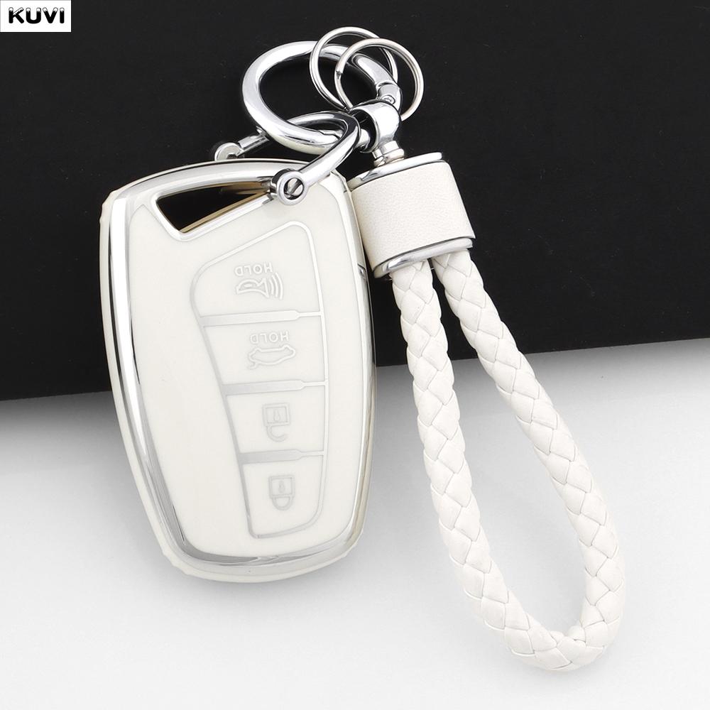 For Hyundai Grandeur Hg Sedan Genesis G80 Santa Fe 3Dm Grand Santafe Ix45 Equus Azera Tpu Remote Key Case Cover Fob Holder