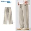 Jeanswest Men's Loose Fit Wide-Leg Casual Pants, Autumn/Spring 2025 Heavyweight Jersey