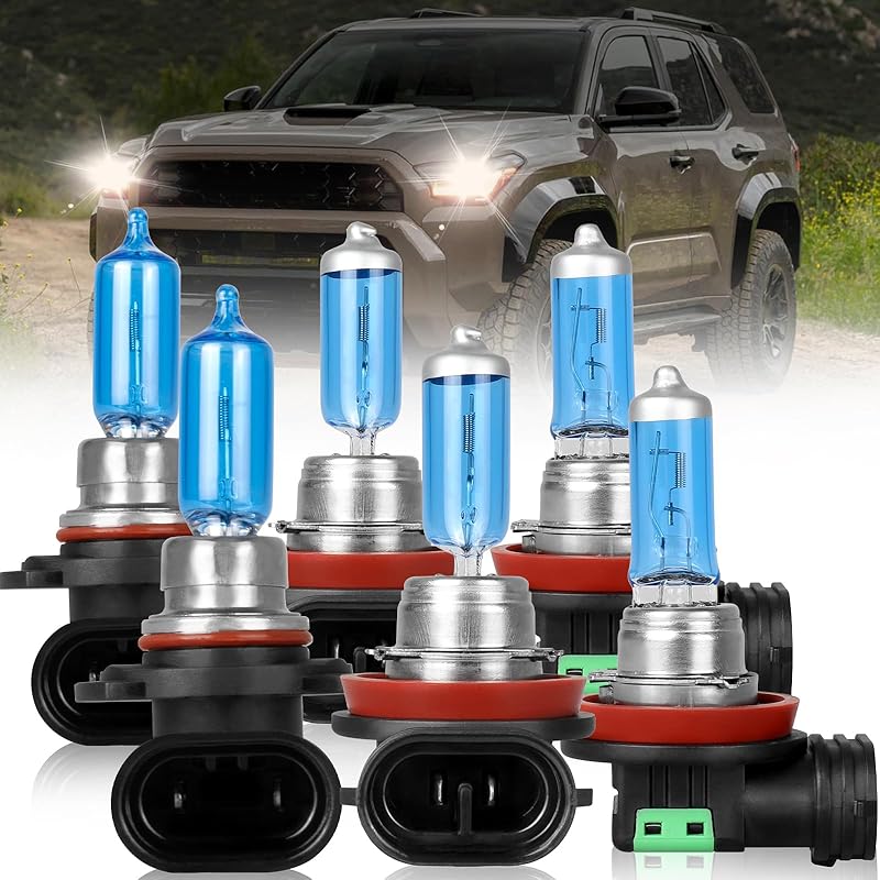 9005 H11 Halogen Headlight Bulbs For Toyota Prius 2010-2011 High Performance Halogen Car Headlight Bulb for Brighter Light, 9005 High Beam+H11 Low