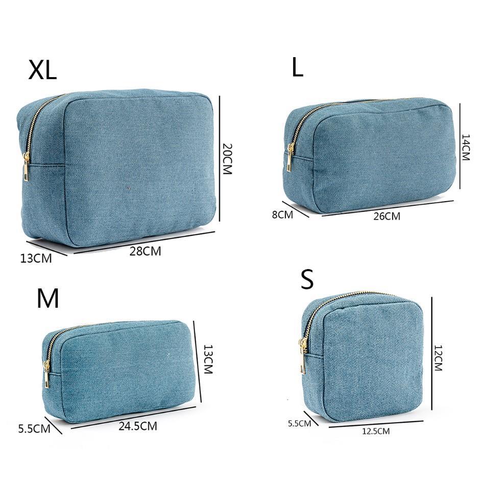 4Size Denim Cosmetic Bag Travel storage Bag Toiletry Pouch Men and Women Storage Beauty Box Outdoor Wash Party Gift Organizer