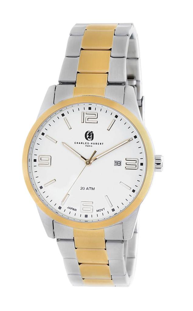 Charles Hubert Men's Silver Watch, 3-Hand Date, 4031-W
