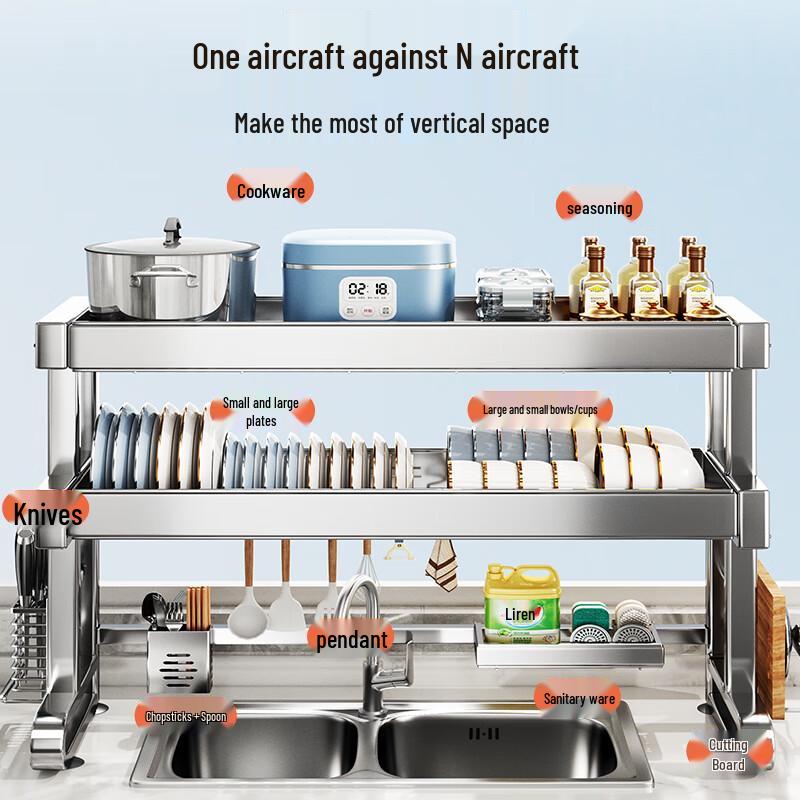 Shuaishi 304 Stainless Steel Over-Sink Dish Drying & Storage Rack