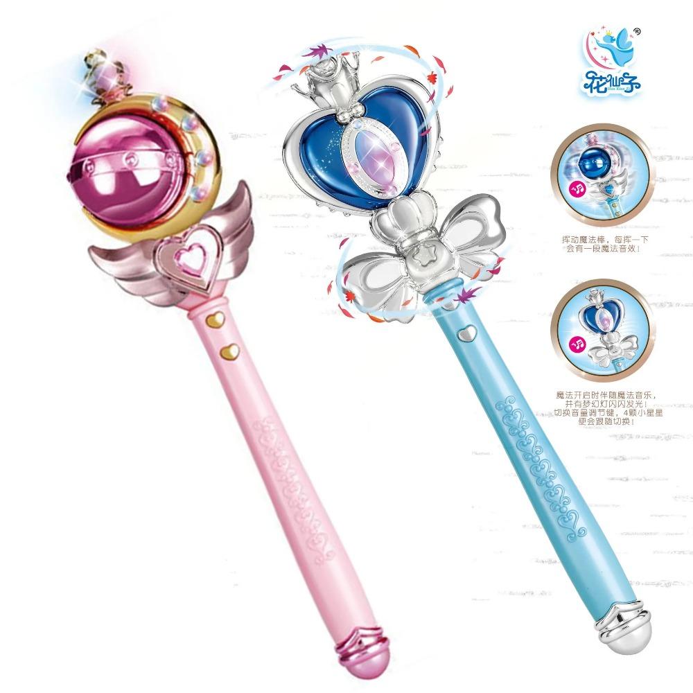40CM Flower Fairy Glowing Sound Effects Stars Magic Wand Children Play Princess Costume Props Dollhouse Party Favor For Girls