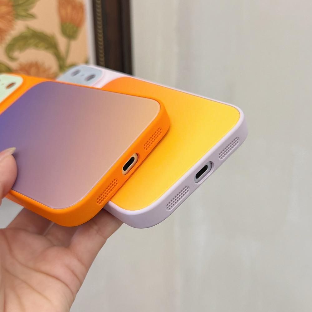 Luxury AG Gradual Change Rainbow Case For iPhone 17 16 15 14 13 Pro Max Shockproof Bumper Hard Back With Lens Proteciton Cover