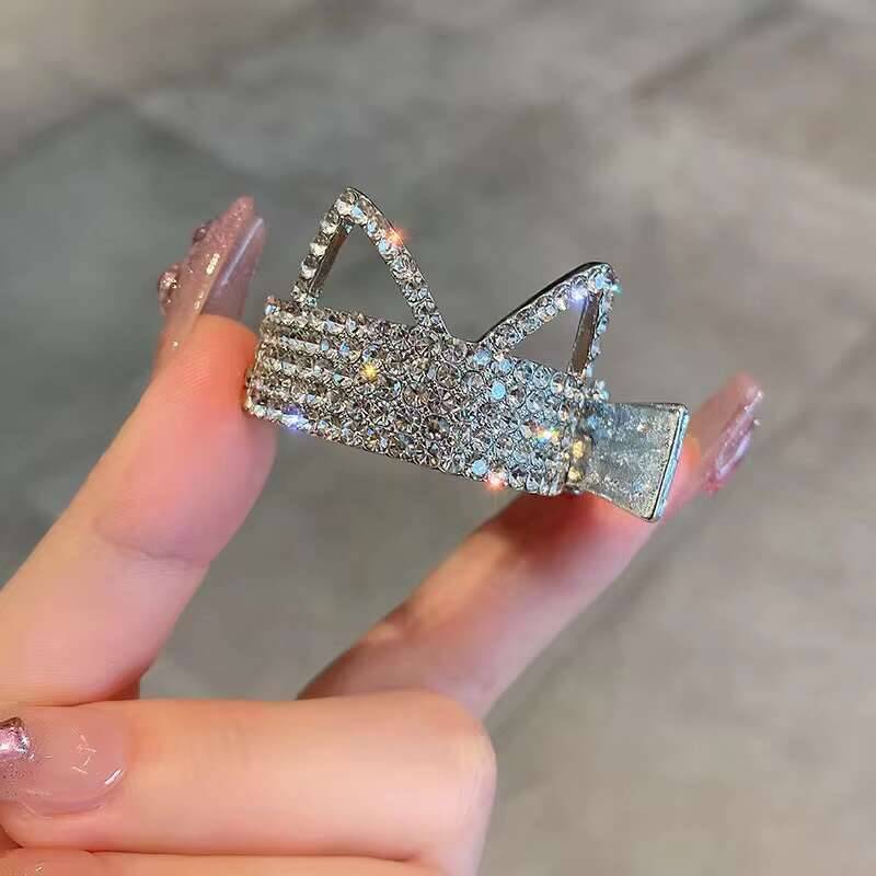 New Rhinestone Pearl Crab Hair Clip Women Fixed Ponytail Hairpin Holder Barrettes Y2k Girls Hair Accessories Claw Clip