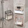YUYAKESHI Bathroom Transparent Storage Bag, Waterproof Case, Pouch, Smartphone Cover, Wall-Mounted, with Hooks, for Clothes Storage (White B, 1 pc)