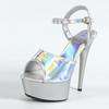 Fashion High Quality Patent Leather Open Toe Platform Sandals Women 16 Cm Super High Heel Pole Dance Shoes Fashion Brand Designer Shoes