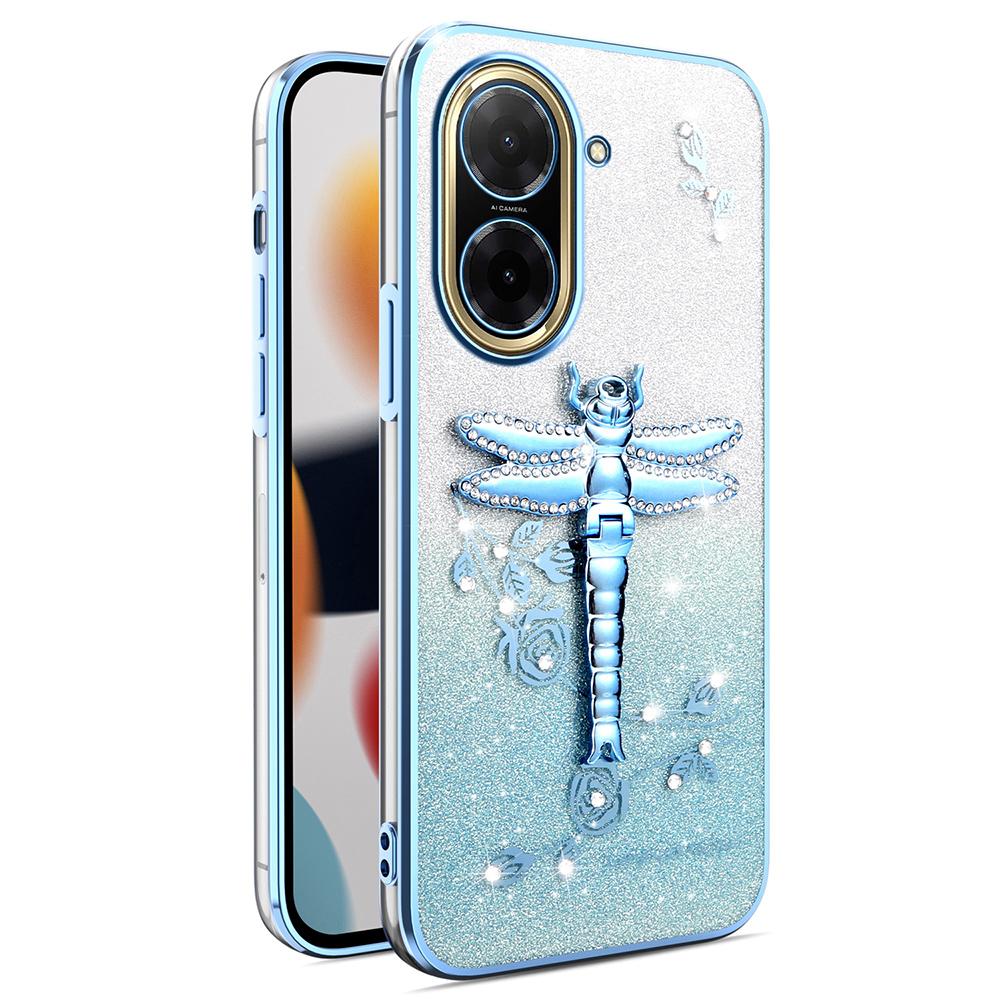 

KADEM Для Xiaomi Redmi A5 4G (171,7 мм) Чехол-подставка Dragonfly TPU с цветами и блестками Blue