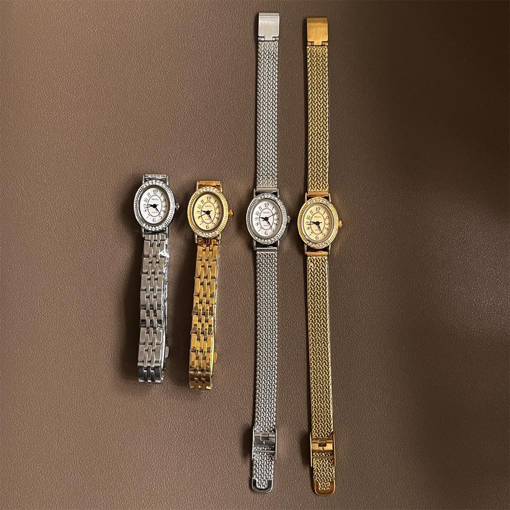 Vintage Design Hodinky Dámské Niche Oválný Malý Ciferník Řemínek Hodinky Dámské Quartz Hodinky