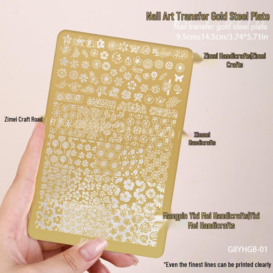 Gold 2025 Bowknot Floral Nail Stamping Plate