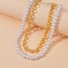 Simple imitation pearl necklace women's accessories retro multi-layer necklace