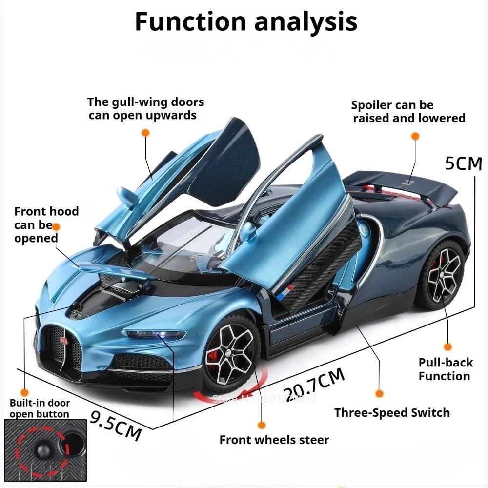 1:24 Tourbillon Atlantic Alloy Sports Car Model Diecast Toys Doors Opened Rubber Tire Pull Back Miniature Vehices Birthday Gifts