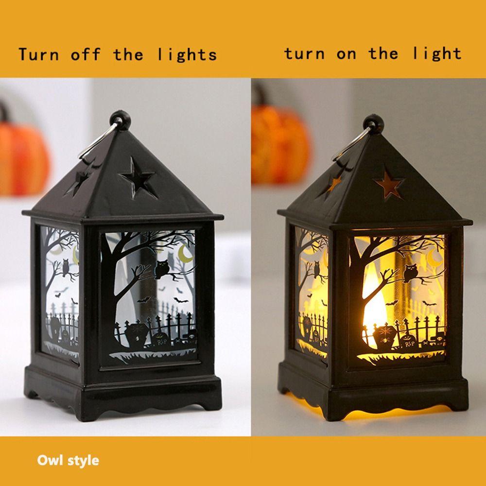 Witch Candlestick Wind Lamp Crow Halloween Wind Lantern Vintage Festival Atmosphere Decoration