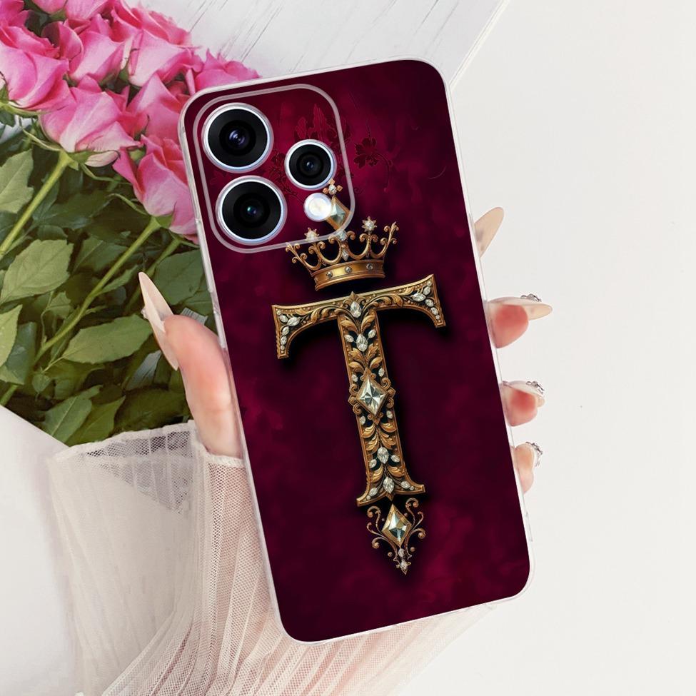 Clear Case For Oppo Reno15 5G Cover Luxury A-Z Letters Fashion Boys Girls Cool Crown Soft Casing For Oppo Reno15 CPH2825