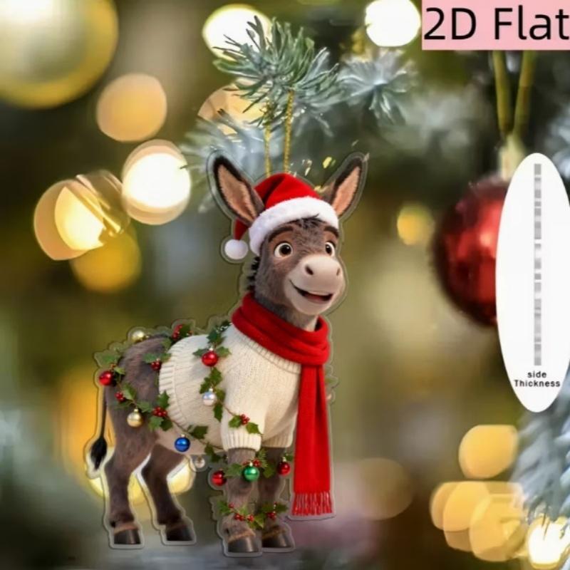 

Cartoon 2D Acrylic Horse Pendant Car Rearview Mirror Christmas Trees Hanging Ornaments Xmas Party Home Decoration Accessories A3