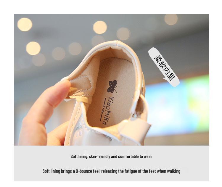 Soft-Soled Non-Slip Baby and Toddler Walking Shoes - Spring/Autumn Style Princess Squeaky Leather Shoes with Magic Tape for Girls.