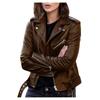 Womens Short Biker Jacket with Zipper and Button Detail Multiple Colors