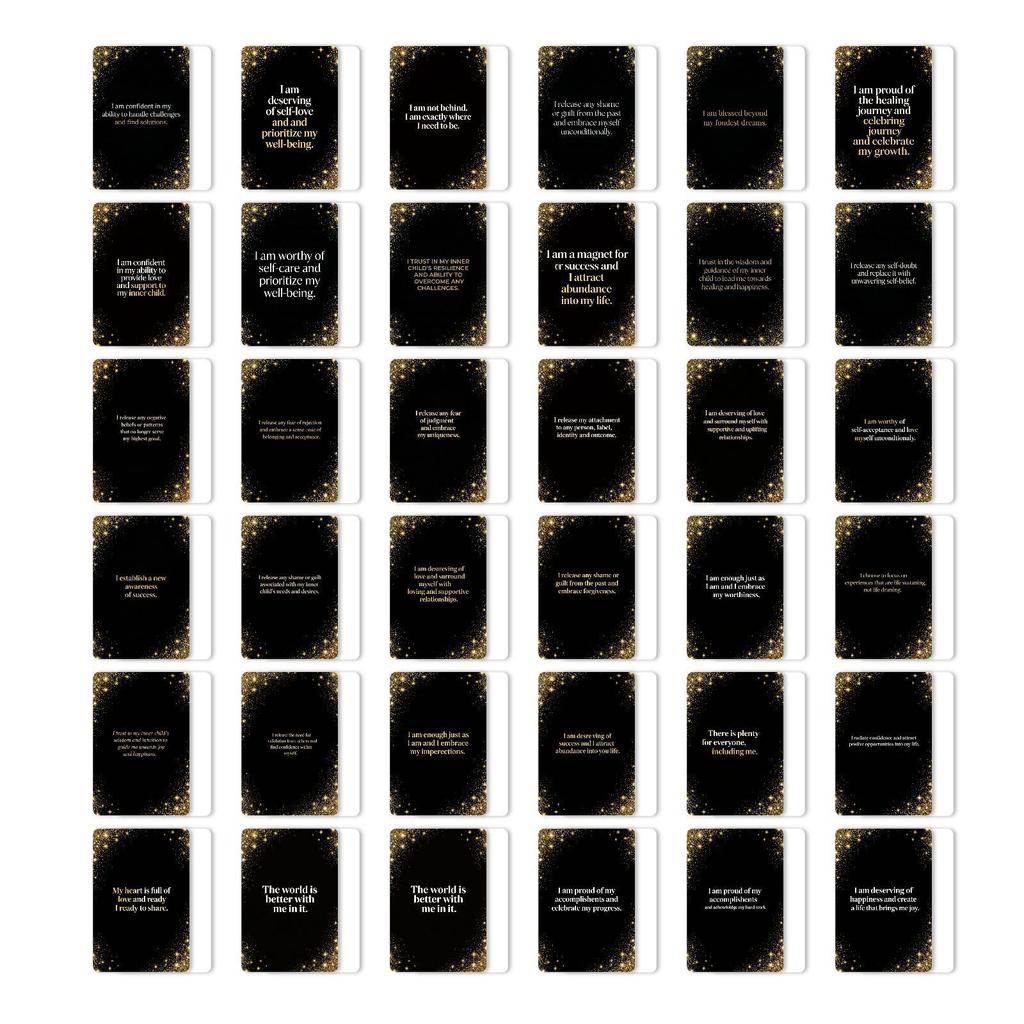 36 Self-Growth Spiritual Healing Card Set Creative Black Gold Positive Energy Inspiring Text Cards
