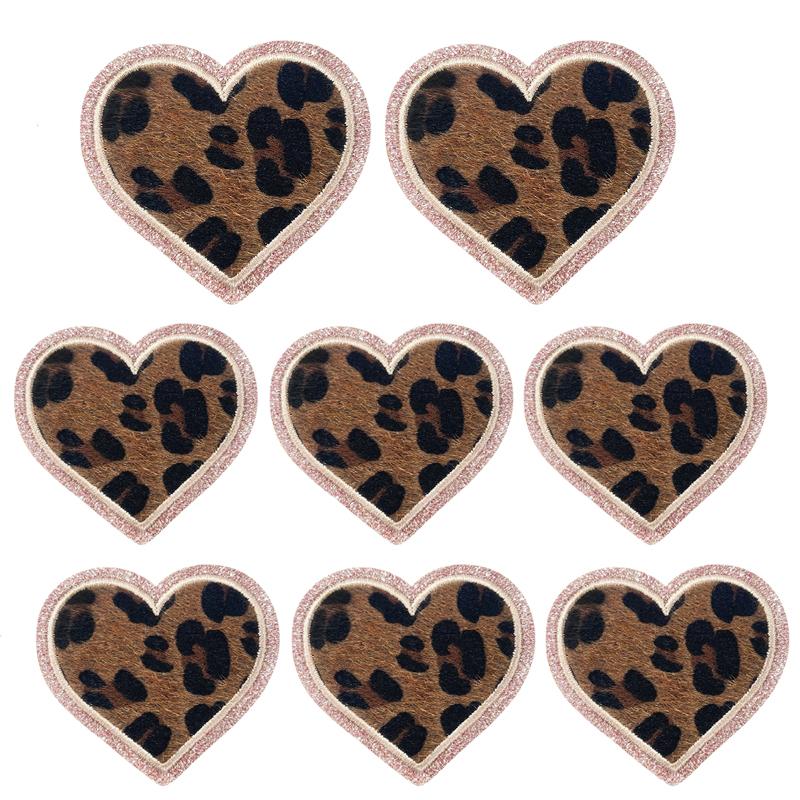 

10 шт./набор Любовь Леопардовый принт Глиттер Гладильная нашивка Сделай сам Сумка Шляпа Рюкзак Нашивка Пришивные нашивки для одежды Куртки Шевроны