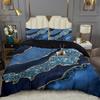 Blue Marble Textured Quilt Set Fashion 3D Digital Printing Bedding Quilt Set Three-Piece Set