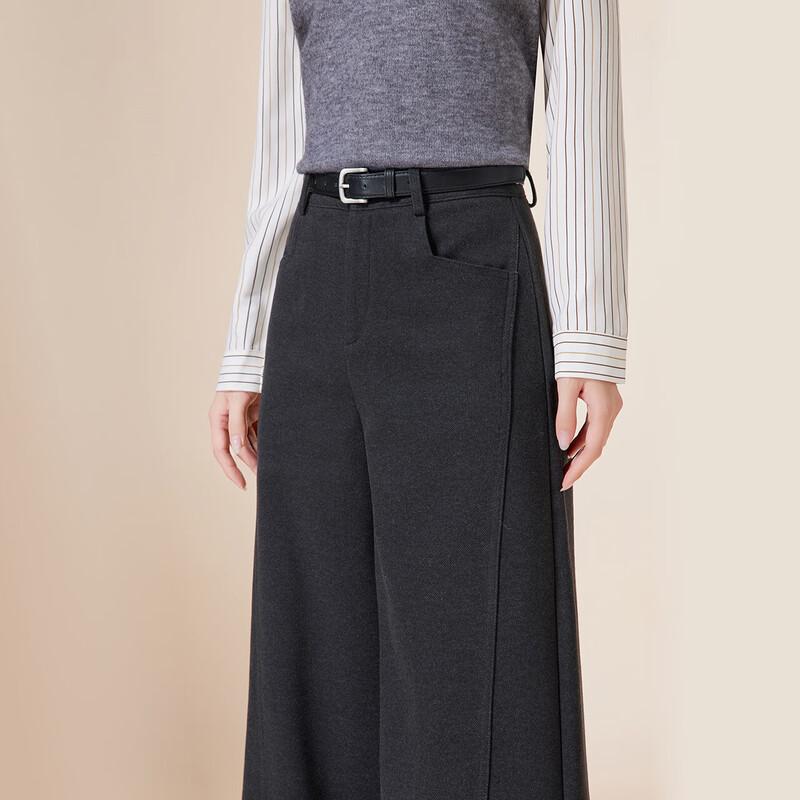 IEF Women's Korean Style Wool Blend Wide-Leg Pants