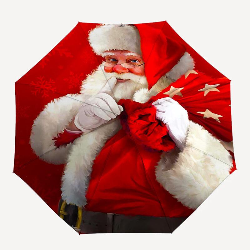 1pc Starry Night Santa: Automatic Opening Umbrella with Foldable Design, 8-Bone Iron Frame, Outdoor Use, Festive Gift for Fans, Travelers, Daily Use.H