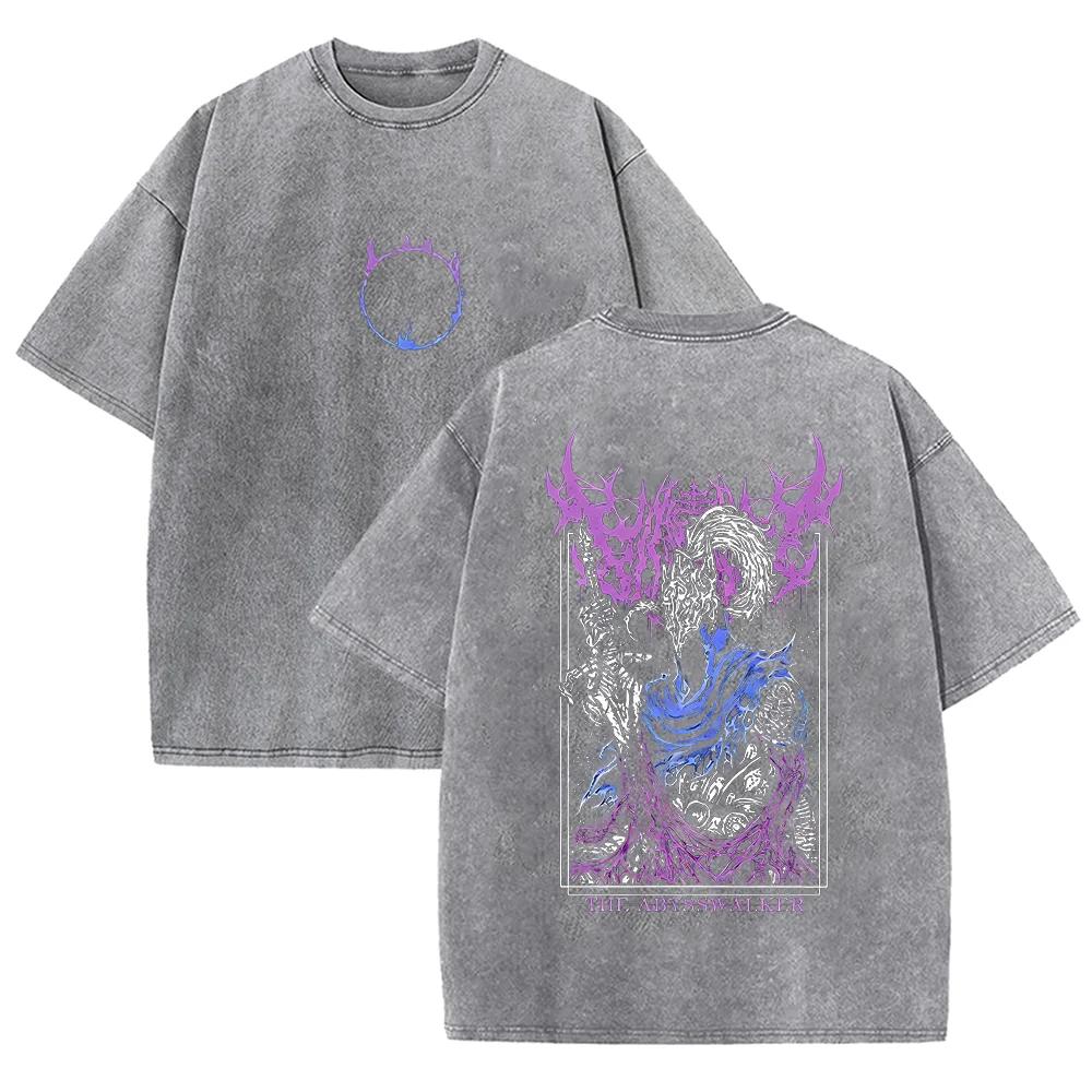2026 T-shirt Grafica Nero Lavato Vintage Cavaliere Oscuro Gotico Metal Guerriero Schizzo Retro Fantasy Stampa Oversize Casual Manica Corta