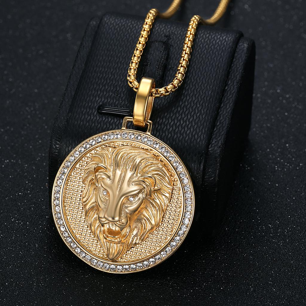 Crown Lion Head Pendant Necklace 2026 Jewelry Fashion Trend Inlaid Zircon Men's Exquisite Jewelry Necklace Accessories