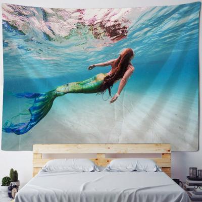 Dreamy Tapestry Wall Hanging Mermaid Background Home Wall Carpet Bohemian Cartoon Room Art Decoration Sofa Bed Beach Mat