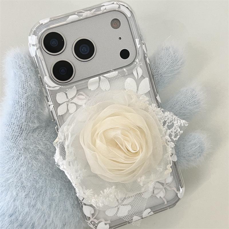 Niche Bowknot 3D Rose Phone Case for iPhone 17, 16 Pro Max, 15, 14 - High-End Design