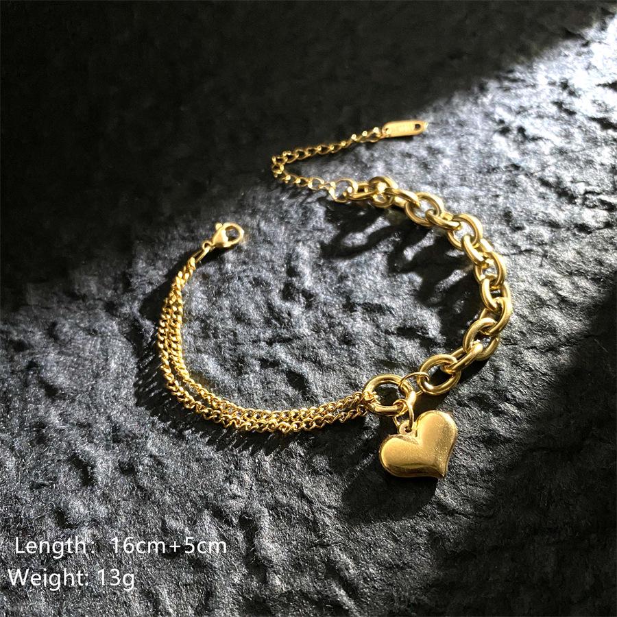 Europäischer & Amerikanischer Hip-Hop Stil Doppel-Lagen Titanarmband mit Römischen Ziffern & Kleeblatt-Anhänger