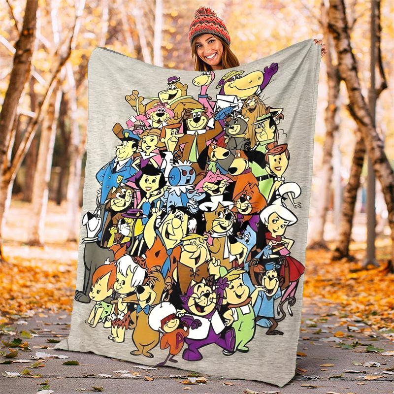 Flintstones Flannel Blanket Soft Warm All-Season Throw, Design for Camping, Car Travel, Hiking Sofa, Bed, Office Perfect Gift for Parties