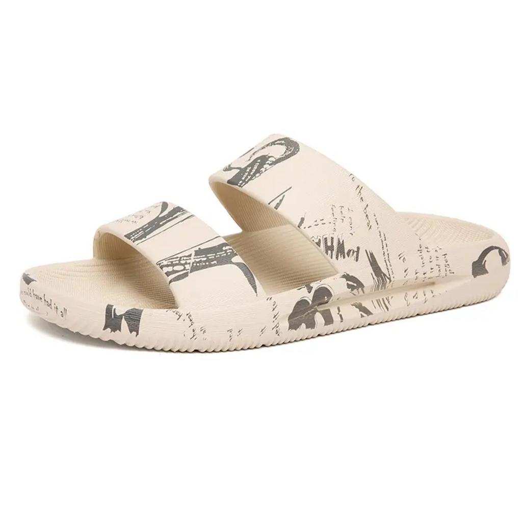 2025 Mens Summer Slippers Beach Sandals Printing Thick Soled Boys Home Bath Printed Slippers EVA Slip-On Indoor Slippers Non-Sli