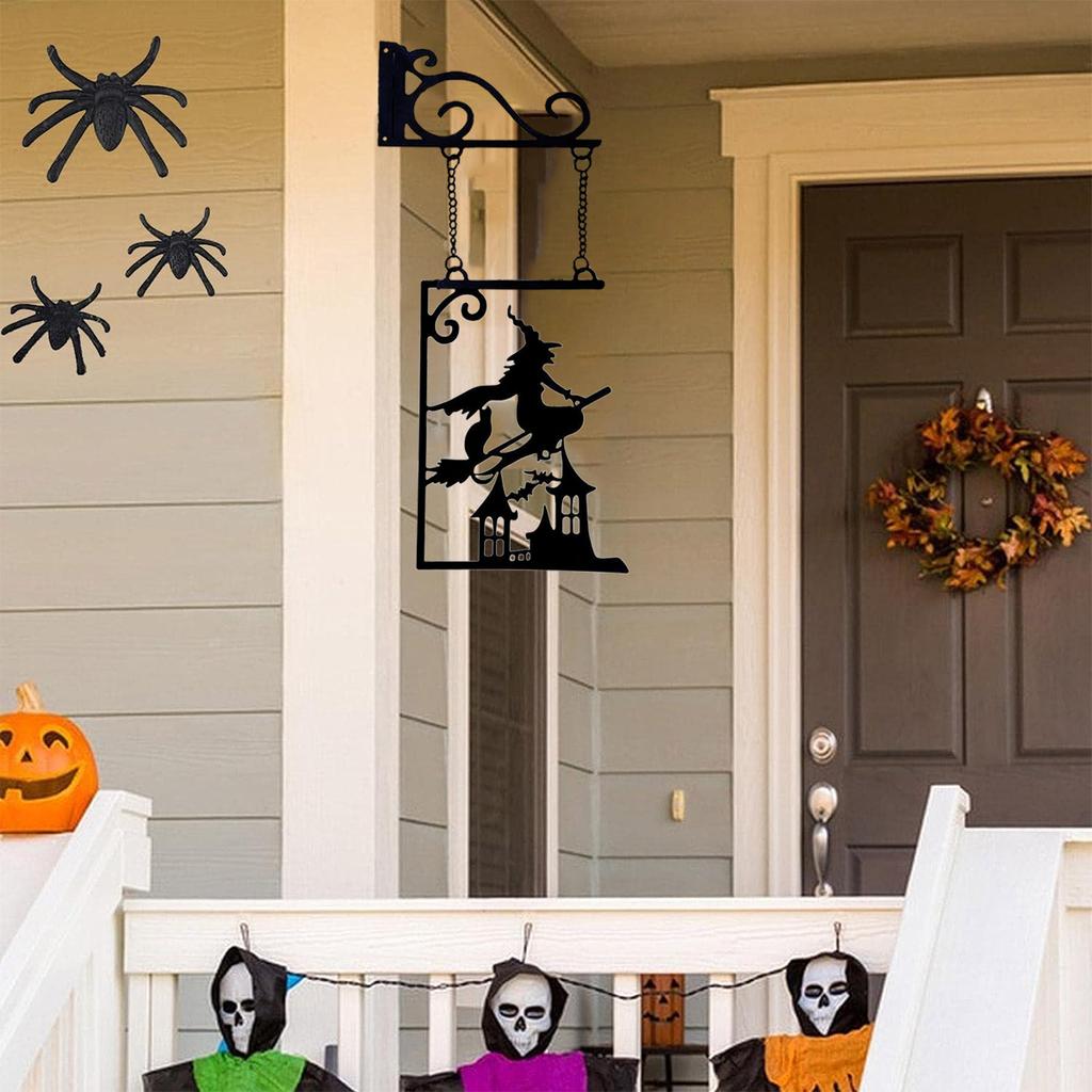 Halloween Silhouette Metallschild, Hexe Metall-Silhouette, Hexe Silhouette Gartenschild, Umriss Wanddeko, Metall, für Halloween-Deko