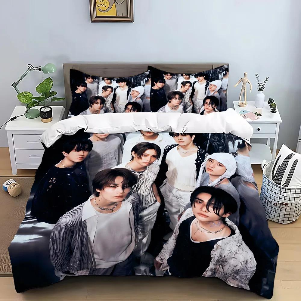 K-pop Group Duvet Cover Pillowcase 3D Printed S-Stray-K-Kids Bedding Set Single/Twin/Full/Queen Size for Fans Bedroom Decor