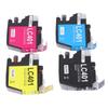 Sada 4ks inkoustových kazet pro výměnu inkoustové tiskárny Černá azurová purpurová žlutá LC401