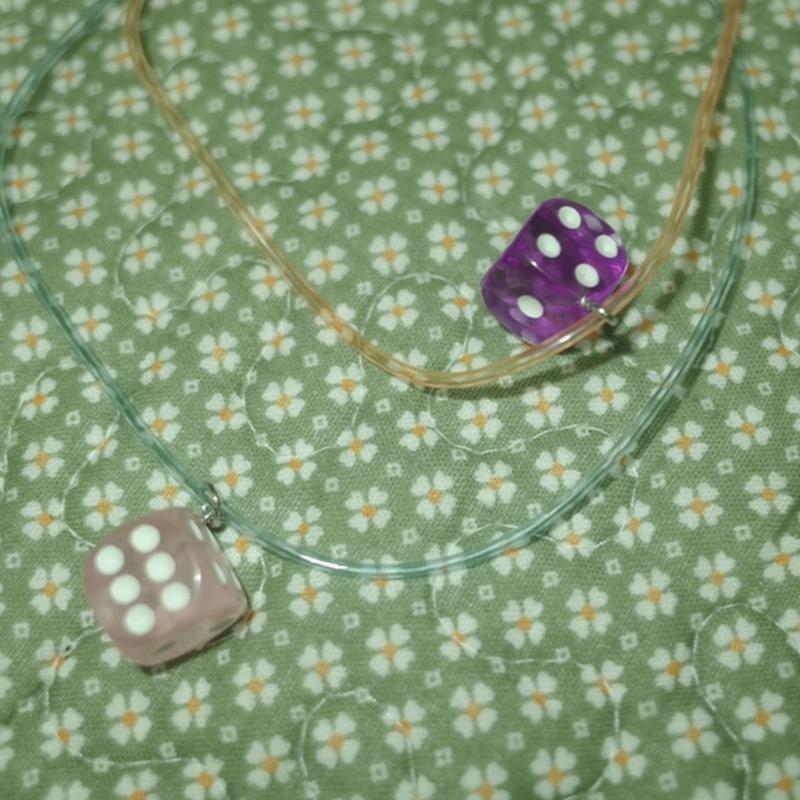 Resin Square Dices Pendant Necklace Party Jewelry Fashion Statement Choker Fashion Simple Adjustable Collar Necklace