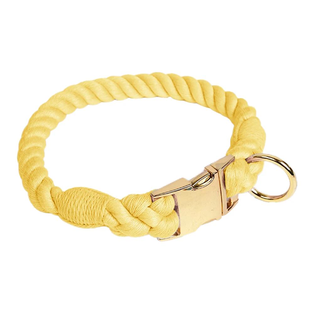 Classic Comfortable Cotton Dog Collar Adjustable Braided Cotton Multi-Color Rope Collars with Durable Metal Buckle for Medium Small Dogs