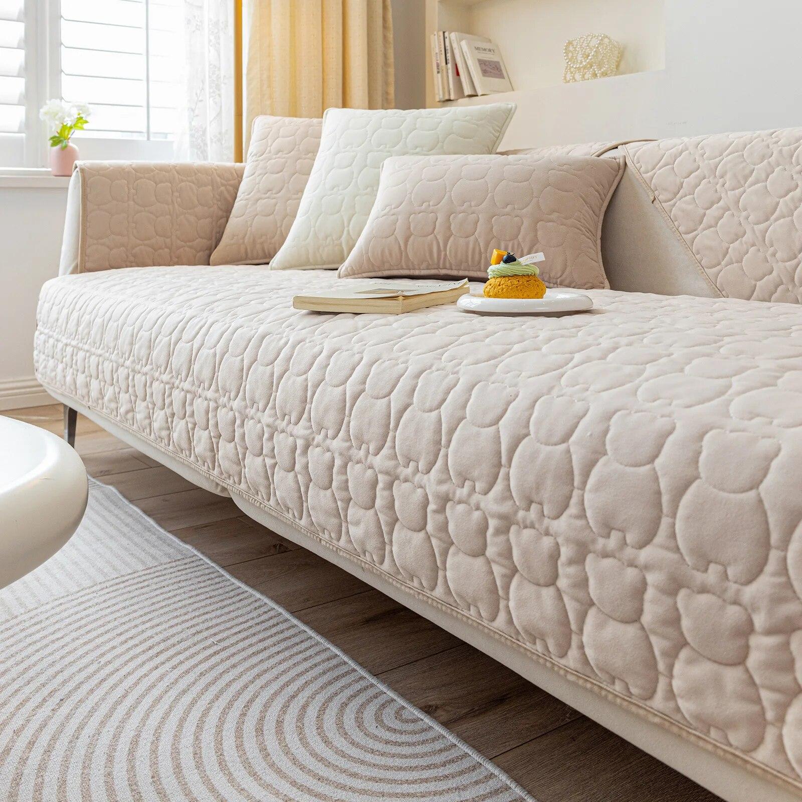 

Зимний кремовый стиль, утолщенная плюшевая подушка для дивана, чехол для дивана с защитой от царапин кошки 70x70cm