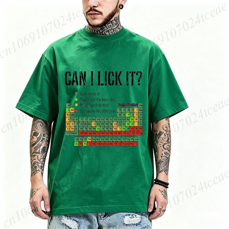 Can I Lick It Graphic T Shirt Unisex Oversized Loose Short Sleeve Tees Periodic Table Print Tshirts Fashion Casual Chemistry Tees