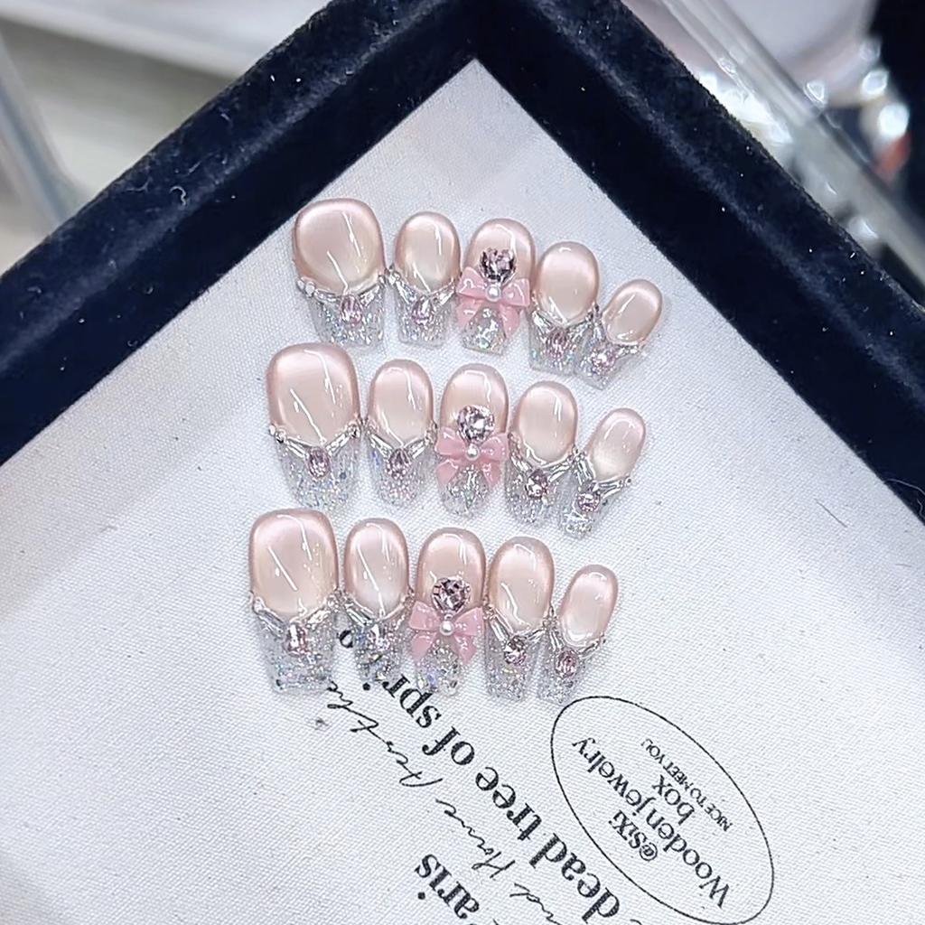 Pure Hand-woven Armor Bow Lolita Three-dimensional Hand-painted Butterfly Cat Eye Nail Art Patch