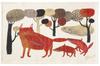 Kusubashi Mon Ori Morita MiW Wolf Teke No Tea Made In 45cm X (Teke Uta) Towel, Japan, Beige, Approx. 70cm, 1-69209-21-BE