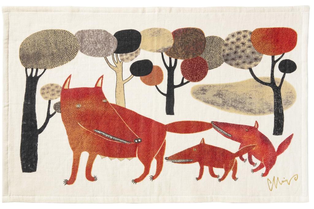 Kusubashi Mon Ori Morita MiW Wolf Teke No Tea Made In 45cm X (Teke Uta) Towel, Japan, Beige, Approx. 70cm, 1-69209-21-BE